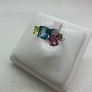 Anello argento 925 e pietre colorate
