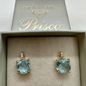 Orecchini oro 18 kt topazio azzurro
