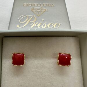 Orecchini oro 18 kt corallo naturale